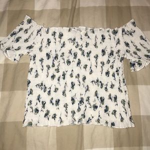 Floral cropped off the shoulder top